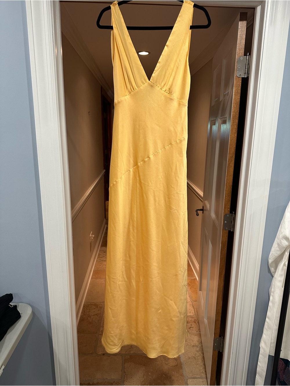 Meshki Sunny Yellow V-Neck Maxi Slip Dress worn once